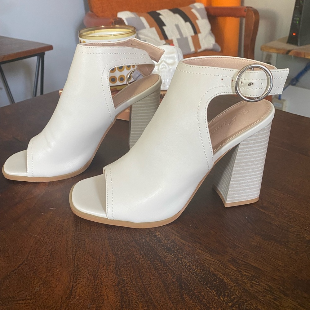 White block heels - size 7